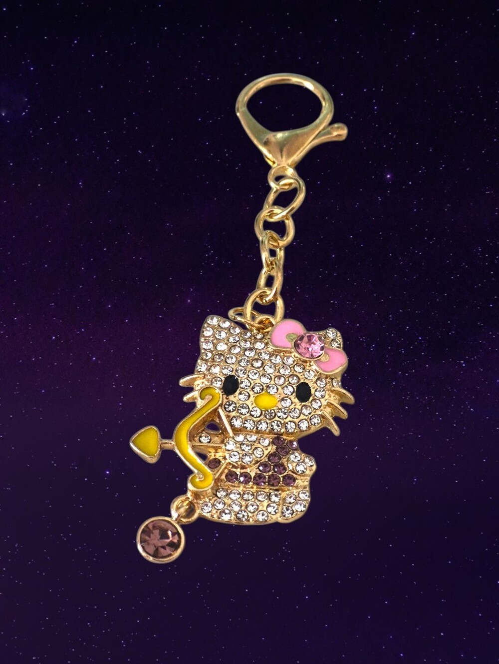 Cute Cupid Kitty Bag Charm / Keychain - Purple